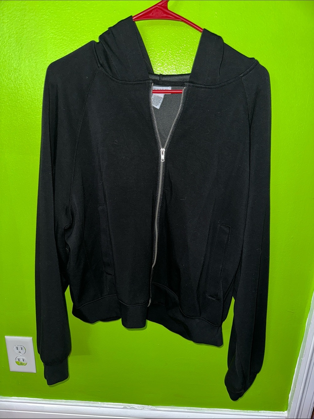Black Hooded Women's Bomber Jacket with Zip - Unbranded